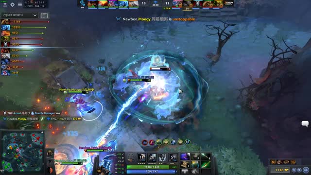 Newbee.uuu9/Moogy gets a double kill!