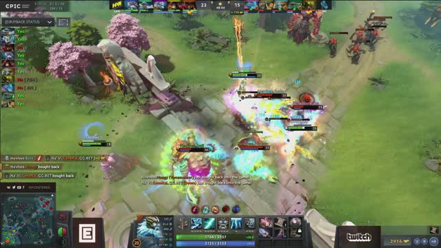 Newbee.Sccc's double kill leads to a team wipe!