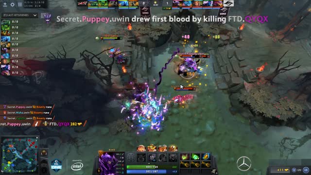 Secret.Puppey takes First Blood on `}��
!