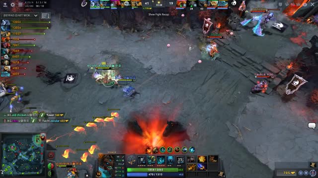 EHOME.old chicken's double kill leads to a team wipe!