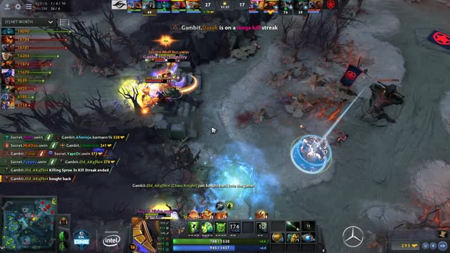 Secret.MidOne's triple kill leads to a team wipe!