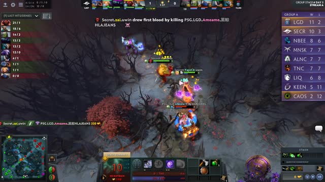 Secret.zai takes First Blood on PSG.LGD.Ame!