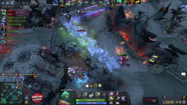 Na`Vi.Dendi's triple kill leads to a team wipe!