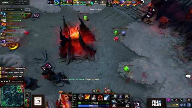 LGD.fy's triple kill leads to a team wipe!