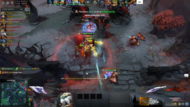 Newbee.Sccc's triple kill leads to a team wipe!