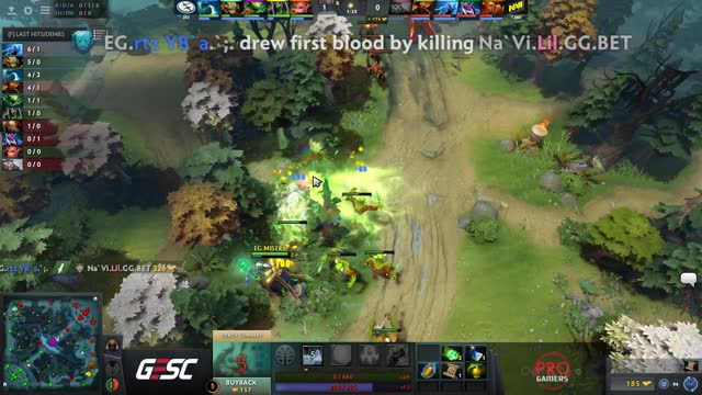EG.Arteezy takes First Blood on Na`Vi.Lil!