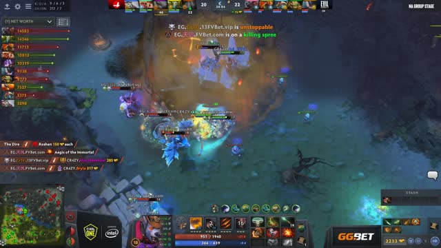 EG.Arteezy's triple kill leads to a team wipe!