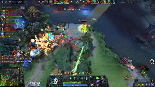 Newbee.Sccc's triple kill leads to a team wipe!